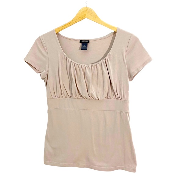 Ann Taylor Factory Tops - Ann Taylor Loft Factory Beige Stretchy Pleated Front Top, Size Small